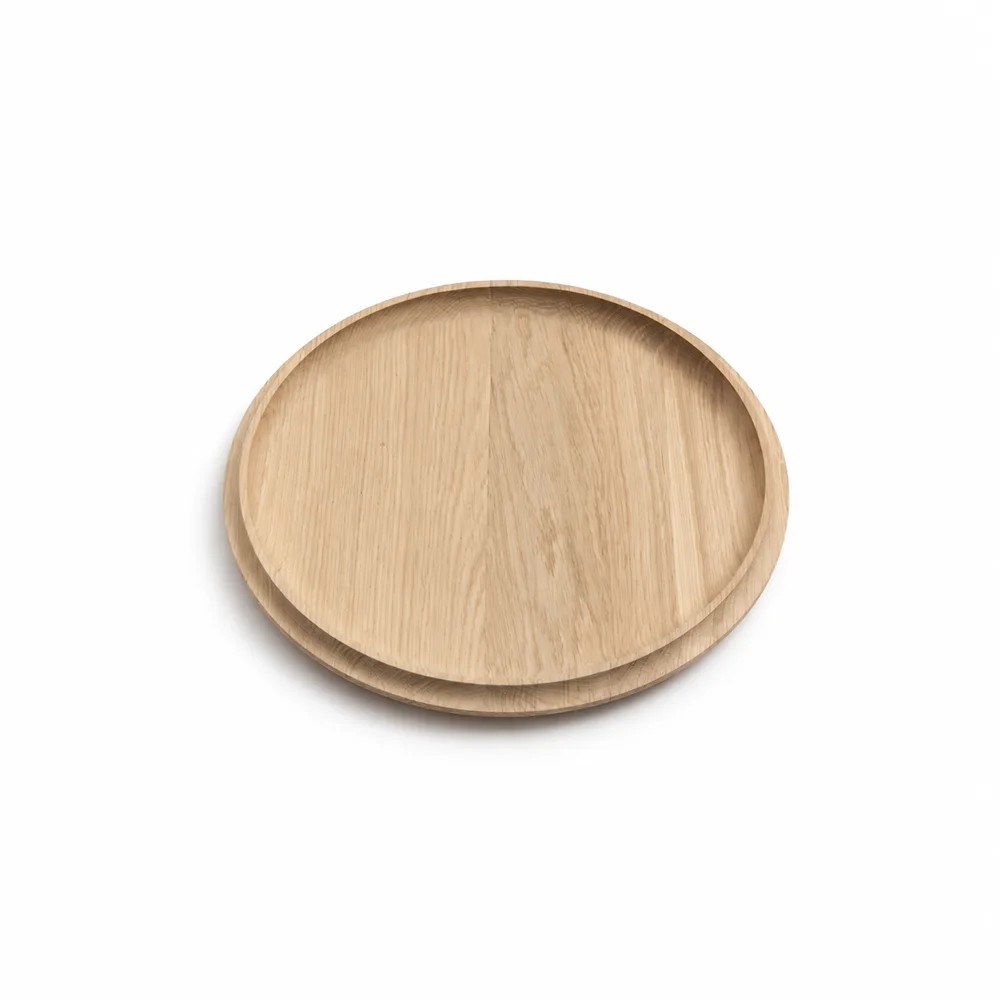 Plateau rond GABI en bois sur fond blanc