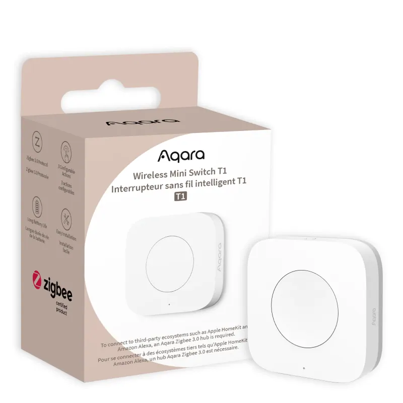 Aqara Interrupteur sans fil intelligent Zigbee 3.0 Wireless Mini Switch T1 WB-R02D