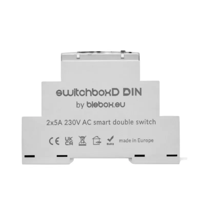 BleBox Module 2 relais Wi-Fi DIN 230 V AC, consommation électrique,Home Assistant, Google Home et Alexa