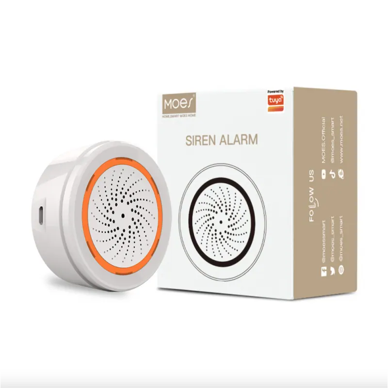 Moes Sirène Zigbee Tuya (alarme visuelle + sonore) USB 5V 1A