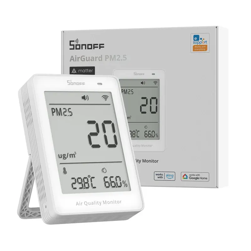Sonoff Moniteur qualité d'air PM2.5/PM10 avec écran Matter Wifi Airguard