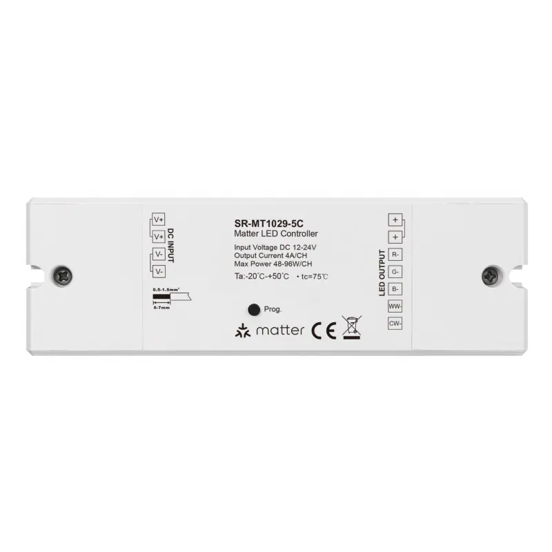 SUNRICHER Contrôleur LED RGBCCT Matter Thread 12-24V