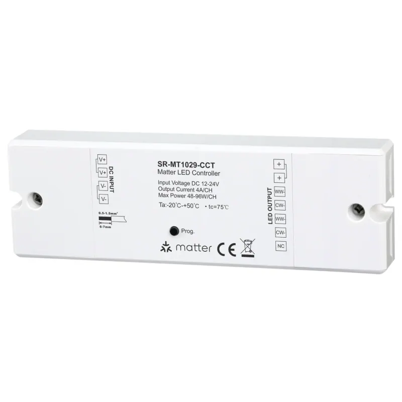 SUNRICHER Contrôleur LED CCT Matter Thread 12-24V – Blanc Ajustable